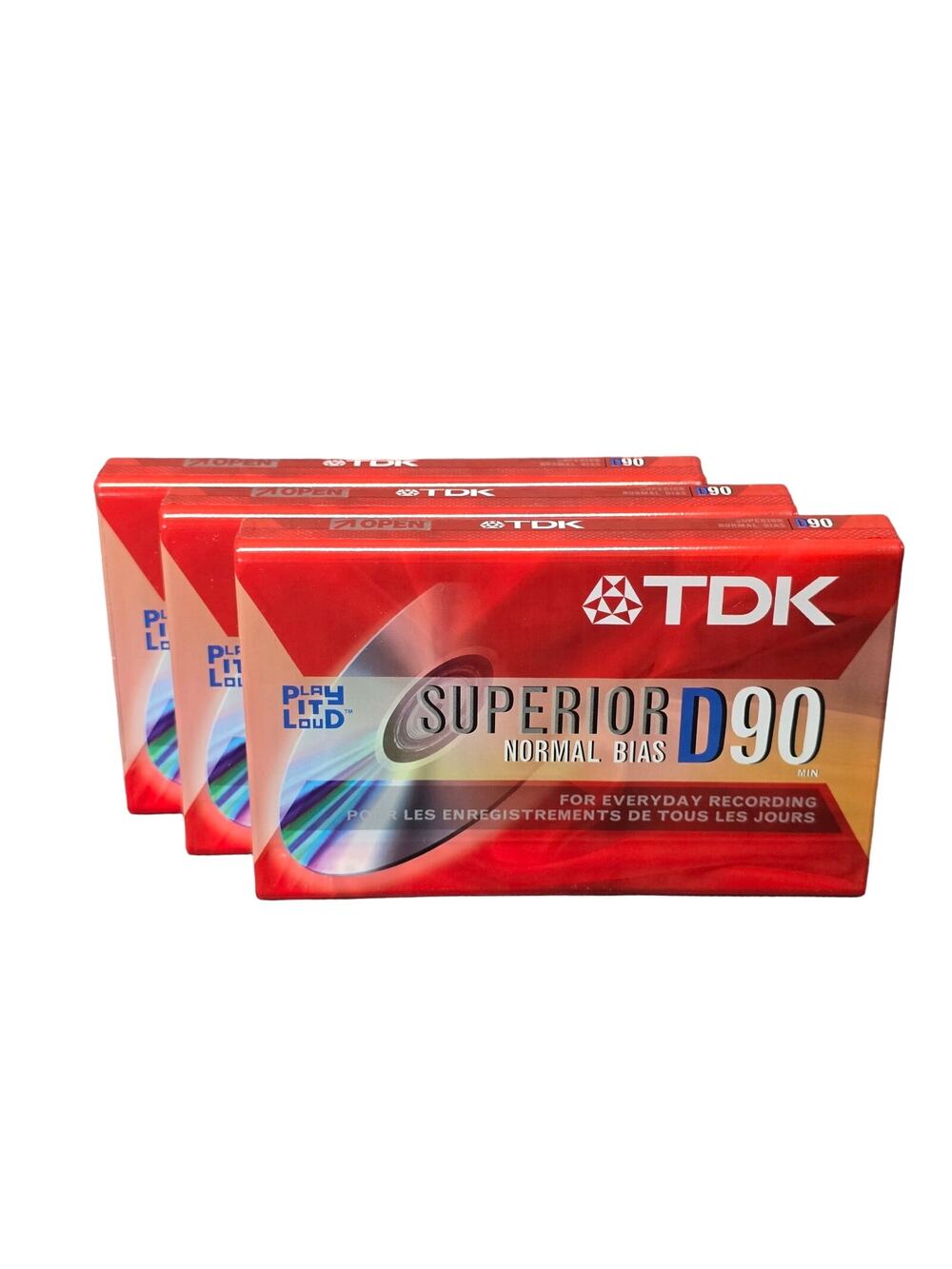 TDK Superior Normal Bias D90 Blank Cassette Tapes Play It Loud 3 Packs in Total